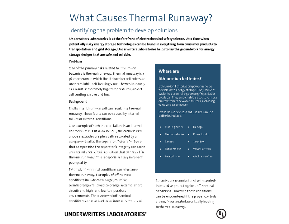 What Causes Thermal Runaway? (Fact Sheet)