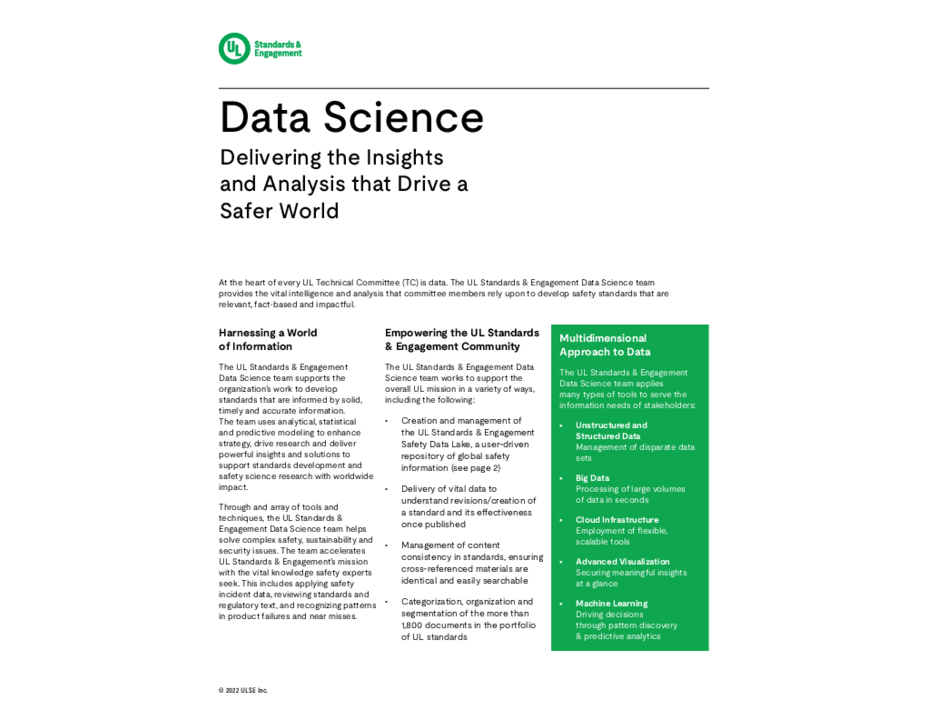 UL Standards & Engagement Data Science Overview