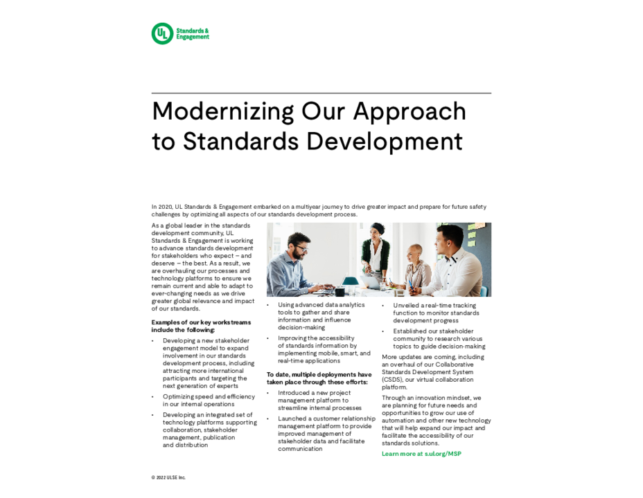 UL Standards & Engagement Modern Standards Program Overview